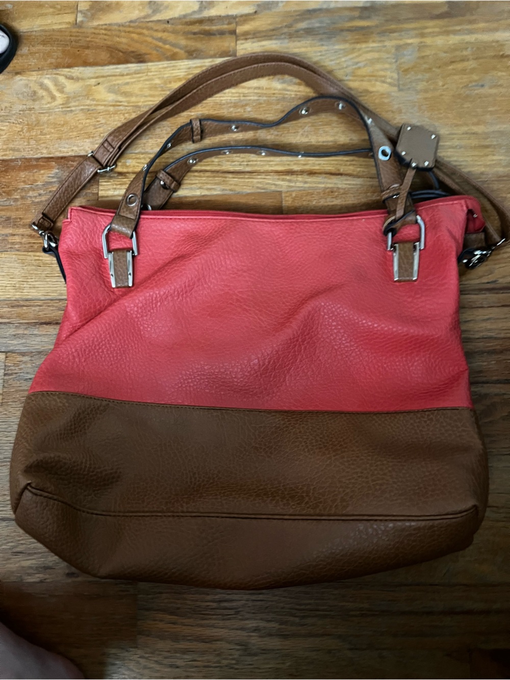 Jessica Simpson Brown and Coral Two-Tone Shoulder Bag